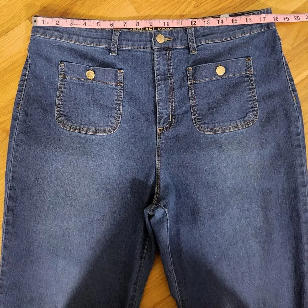 Michael Kors High Rise Relaxed Straight Leg Women’s 16 Blue Denim Utility Pocket